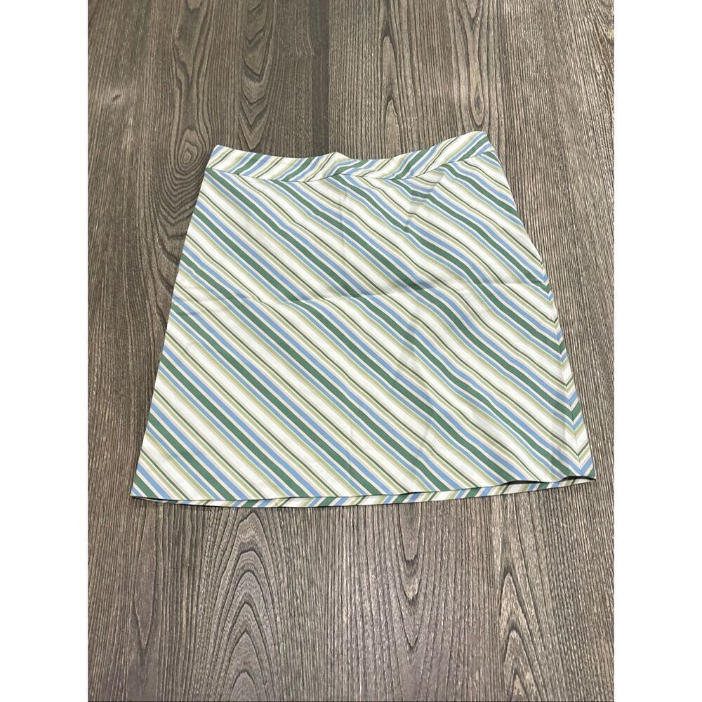 American Eagle Womens Striped Mini Skirt Cotton Stretch Blue Green White Size 4